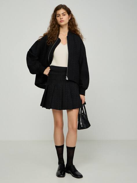 Юбка мини KARL LAGERFELD ikon boucle skirt, Артикул B3W12021, черный | 5064344. Ракурс 2