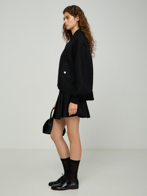 Юбка мини KARL LAGERFELD ikon boucle skirt, Артикул B3W12021, черный | 5064344. Ракурс 3