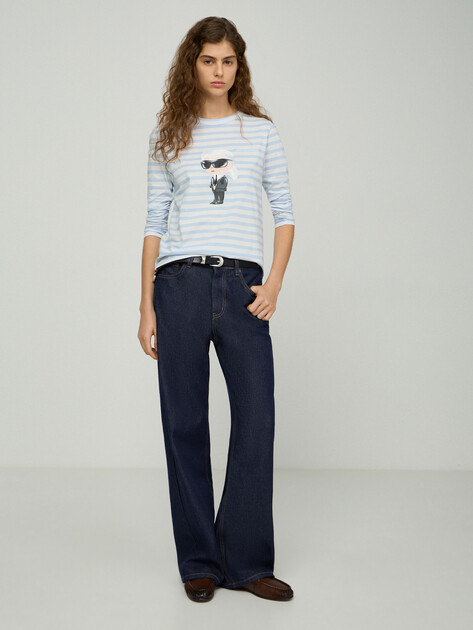 Женский лонгслив KARL LAGERFELD ikon aquarelle c lslv top, Артикул B3W17043, голубой | 5064482. Ракурс 2