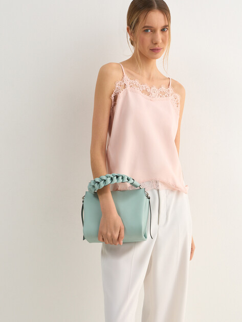 Женская сумка  COCCINELLE HANDBAG DOUBLE GRAINY LEATHER, Артикул E1 M50 58 01 02, зелено-голубой | 5065384. Ракурс 5