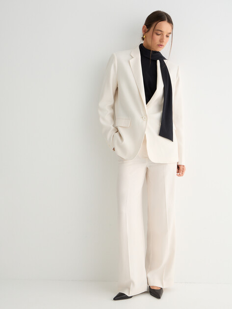 Женские широкие брюки  MAISON DAVID, Артикул ML-TX7005-1, белый | 5065549. Ракурс 2