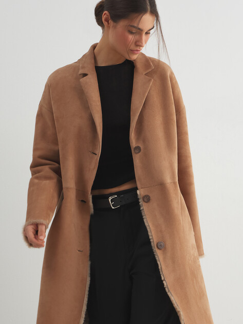 Женская дубленка MAISON DAVID, Артикул BIBI_DF, темно-бежевый | 5065868. Ракурс 3 Женская дубленка MAISON DAVID, Артикул BIBI_DF, темно-бежевый | 5065868. Ракурс 3