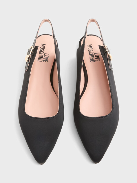 Женские балетки с открытой пяткой (слинг-бэк) LOVE MOSCHINO ESSENTIAL LOVE, Артикул JA11221G, черный | 5068792. Ракурс 4