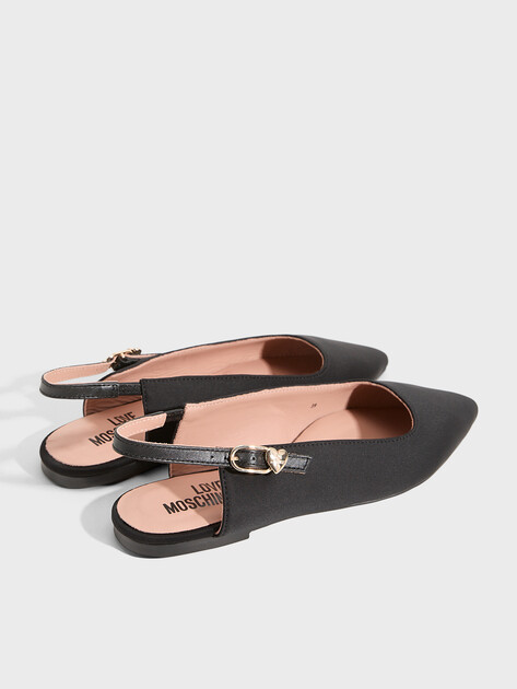 Женские балетки с открытой пяткой (слинг-бэк) LOVE MOSCHINO ESSENTIAL LOVE, Артикул JA11221G, черный | 5068792. Ракурс 5
