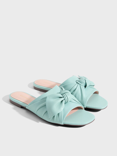 Женские шлепанцы COCCINELLE SLIDE SMOOTH LEATHER, Артикул E4 U1C 17 01 01, светло-бирюзовый | 5073346. Ракурс 2