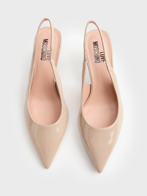 Женские туфли с открытой пяткой (слинг-бэк) LOVE MOSCHINO GOLDEN SPOILER, Артикул JA10336G, пыльно-бежевый | 5079305. Ракурс 4