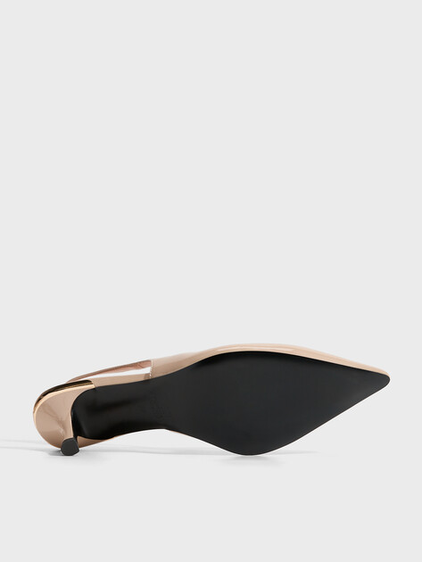 Женские туфли с открытой пяткой (слинг-бэк) LOVE MOSCHINO GOLDEN SPOILER, Артикул JA10336G, пыльно-бежевый | 5079305. Ракурс 6