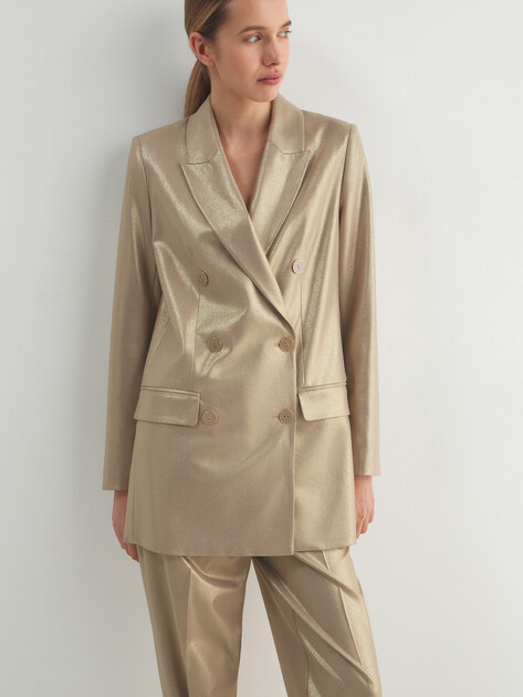 Женский пиджак MARCIANO BY GUESS NORA DOUBLE BREASTED BLAZER, Артикул 6RGN017401A, бежевый | 5089665. Ракурс 5