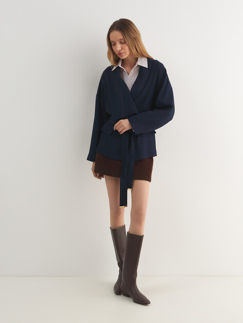 Женский жакет MARCIANO BY GUESS ABBY BELTED WRAP JACKET, Артикул 6RGN137433A, темно-синий | 5089705. Ракурс 2