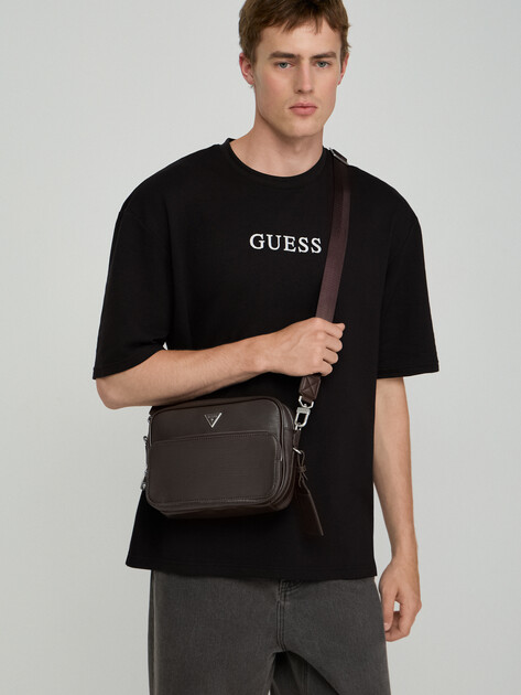 Мужская сумка  GUESS MILANO CROSSBODY DOUBLE ZIP, Артикул HMMIPWP6222, темно-коричневый | 5094199. Ракурс 5