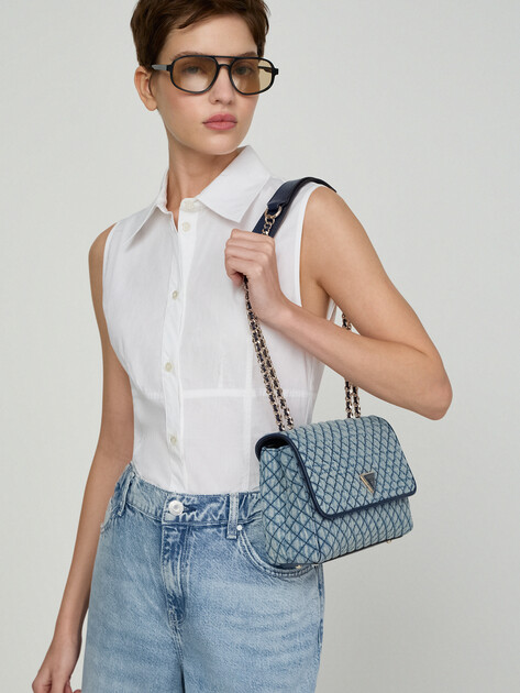 Женская сумка  GUESS GIULLY II 2 COMP CNVRTBLE FLAP, Артикул HWDD9673200, голубой | 5094296. Ракурс 5