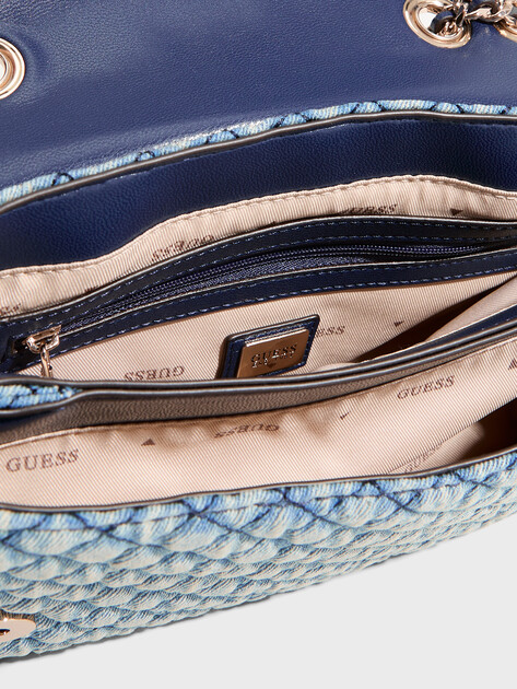 Женская сумка  GUESS GIULLY II 2 COMP CNVRTBLE FLAP, Артикул HWDD9673200, голубой | 5094296. Ракурс 4