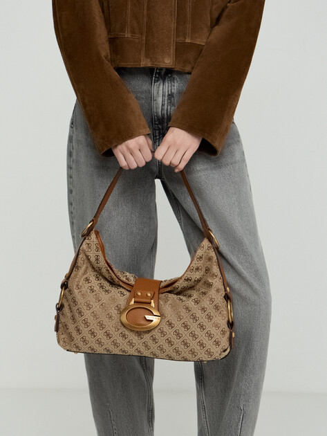 Женская сумка  GUESS CAMDEN SHOULDER BAG, Артикул HWJJ9308180, бежевый | 5094331. Ракурс 5
