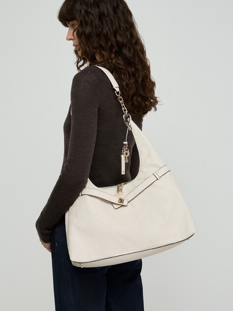 Женская сумка  GUESS ELLA LOGO HOBO, Артикул HWPD9746010, молочно-белый | 5094356. Ракурс 5