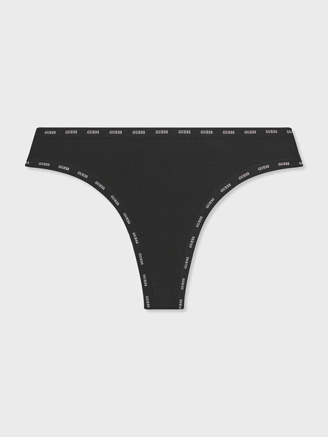 Женский набор трусов GUESS 3PACK PRINTED BASIC THONG, Артикул O5RG22K6YW1, черный | 5156240. Ракурс 2