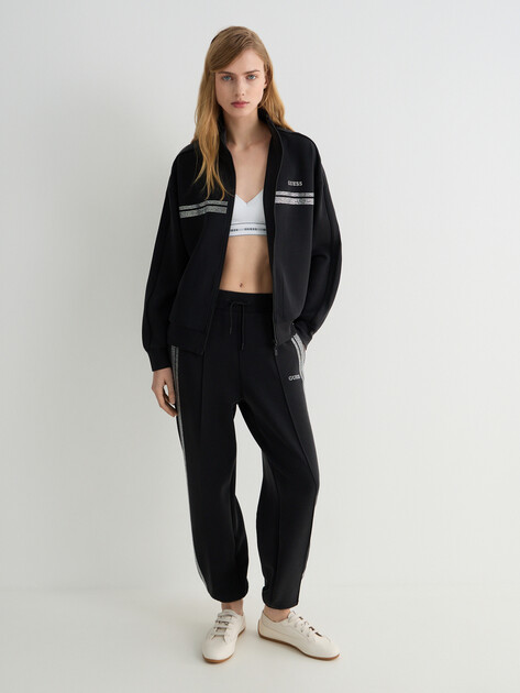 Женская толстовка GUESS BERTHE HIGH NECK FULL-ZIP SWEA, Артикул V6RQ01KCAY2, черный | 5156556. Ракурс 2