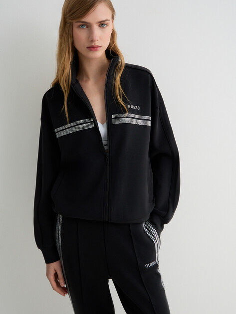Женская толстовка GUESS BERTHE HIGH NECK FULL-ZIP SWEA, Артикул V6RQ01KCAY2, черный | 5156556. Ракурс 5