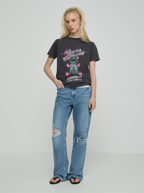 Женская футболка GUESS SS CN GUESS BEAR TEE, Артикул W6RI38I3Z14, черный | 5157403. Ракурс 5