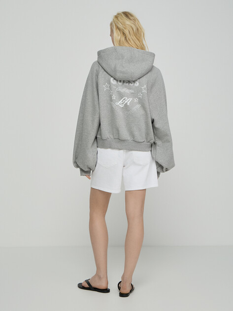 Женское худи GUESS HOODED KRYSTAL SWEATSHIRT, Артикул W6RQ11KB681, серый | 5158018. Ракурс 3 Женское худи GUESS HOODED KRYSTAL SWEATSHIRT, Артикул W6RQ11KB681, серый | 5158018. Ракурс 3