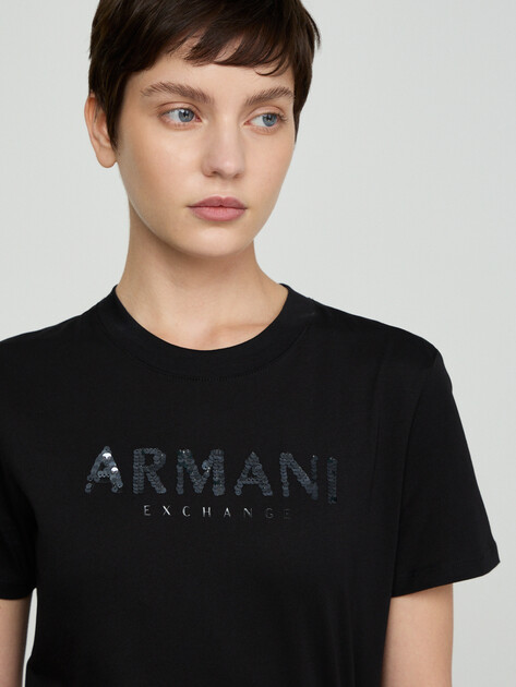 Женская футболка ARMANI EXCHANGE T-SHIRT, Артикул XW002340, черный | 5169277. Ракурс 3