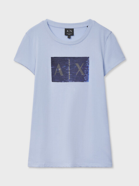 Женская футболка ARMANI EXCHANGE T-SHIRT, Артикул 8NYTDL, светло-голубой | 5169288. Ракурс 6