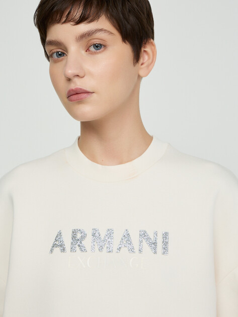 Женский свитшот ARMANI EXCHANGE SWEATSHIRT, Артикул XW002049, молочно-белый | 5169309. Ракурс 3