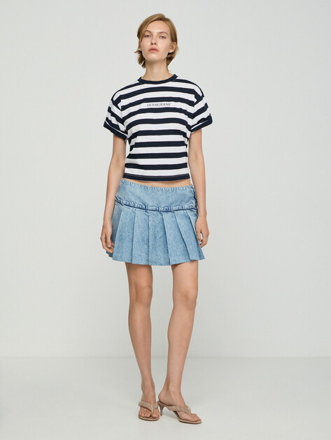 Юбка мини GUESS JEANS GJ PLEATED SKIRT, Артикул W6RD38D6552, голубой | 5183947. Ракурс 5
