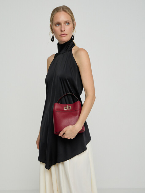 Женская сумка  FURLA, Артикул FURLA AMELIA MINI BUCKET BAG, бордовый | 5200076. Ракурс 5