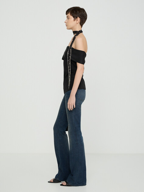 Женские прямые джинсы  ARMANI EXCHANGE Jeans Flare in Denim Ultra Stretch Indaco, Артикул XW001391, темно-синий | 5202940. Ракурс 2
