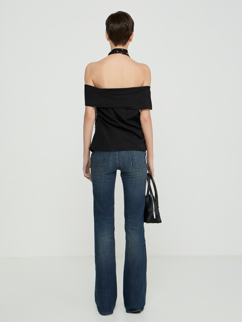 Женские прямые джинсы  ARMANI EXCHANGE Jeans Flare in Denim Ultra Stretch Indaco, Артикул XW001391, темно-синий | 5202940. Ракурс 3
