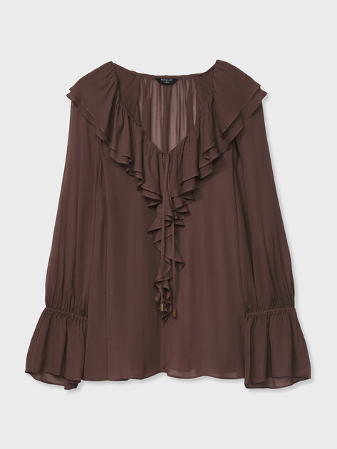 Женская блузка MARCIANO BY GUESS ADELA LS RUFFLES BLOUSE, Артикул G6GH04W2385, коричневый | 5209454. Ракурс 6