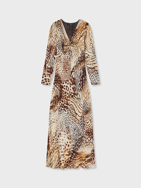 Женское платье MARCIANO BY GUESS GWENDA LS V NECK DRESS, Артикул G6GK12W1780, анималистичный принт | 5209651. Ракурс 6