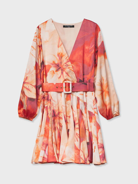 Женское платье MARCIANO BY GUESS ESTELA SURPLICE PRINTED DRESS, Артикул G6GK58W2214, коралловый | 5209699. Ракурс 6