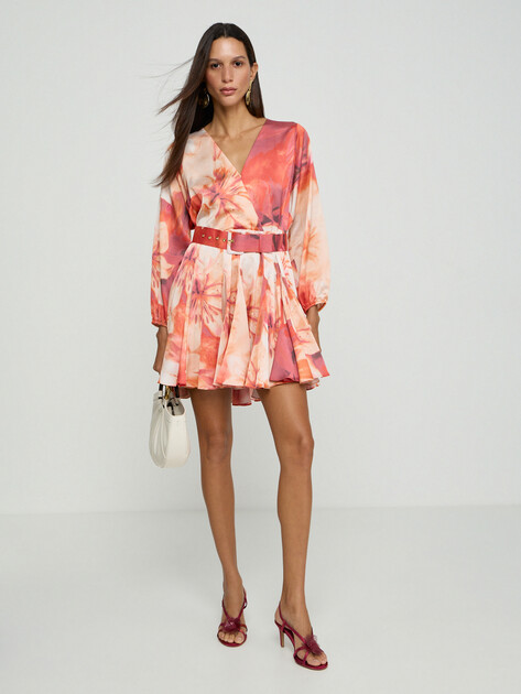 Женское платье MARCIANO BY GUESS ESTELA SURPLICE PRINTED DRESS, Артикул G6GK58W2214, коралловый | 5209699. Ракурс 5
