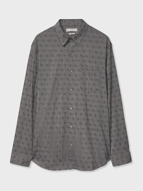 Мужская рубашка GUESS LS PKT JACQUARD ALL OVER 4G SH, Артикул M6GH18W1713, серый | 5210747. Ракурс 6