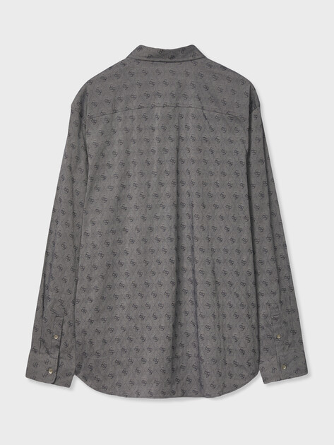 Мужская рубашка GUESS LS PKT JACQUARD ALL OVER 4G SH, Артикул M6GH18W1713, серый | 5210747. Ракурс 7