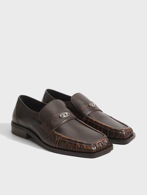 Мужские лоферы DIESEL D-AMBER LOAFER, Артикул Y04002, темно-коричневый | 5212488. Ракурс 2