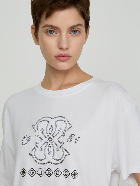 Женская футболка GUESS GABI SS CN T-SHIRT, Артикул V6GI10K2977, белый | 5213818. Ракурс 3