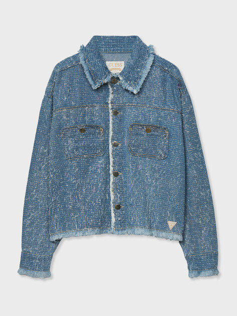 Женская джинсовая куртка GUESS AMANDINA JACKET, Артикул W6RN67D6871, светло-синий | 5214562. Ракурс 6