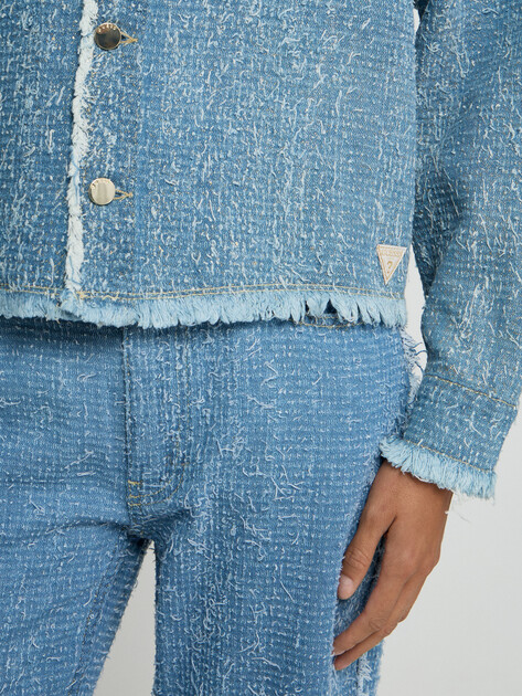 Женская джинсовая куртка GUESS AMANDINA JACKET, Артикул W6RN67D6871, светло-синий | 5214562. Ракурс 4