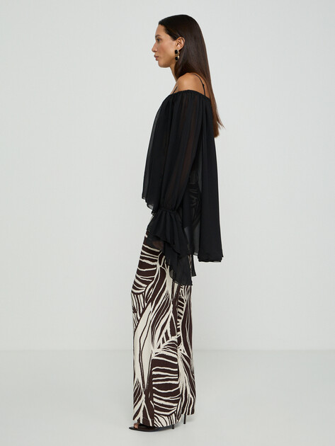Женские широкие брюки  GUESS BASTIENNE WIDE LEG TROUSER, Артикул W6GB19W1972, анималистичный принт | 5215249. Ракурс 2