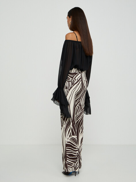 Женские широкие брюки  GUESS BASTIENNE WIDE LEG TROUSER, Артикул W6GB19W1972, анималистичный принт | 5215249. Ракурс 3