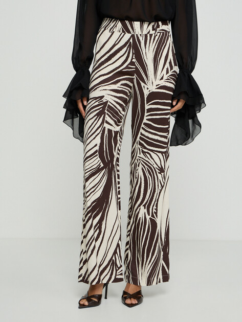 Женские широкие брюки  GUESS BASTIENNE WIDE LEG TROUSER, Артикул W6GB19W1972, анималистичный принт | 5215249. Ракурс 5