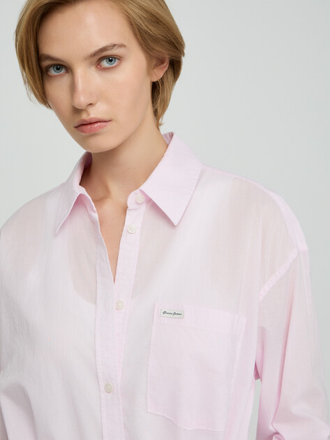 Женская рубашка GUESS JEANS GJ LS OS POCKET SHIRT, Артикул W6GHC2WN861, светло-розовый | 5215603. Ракурс 4