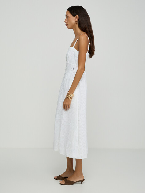 Женское платье GUESS SL SHARON SANGALLO MIDI FLARE, Артикул W6GK44W1884, белый | 5215819. Ракурс 2
