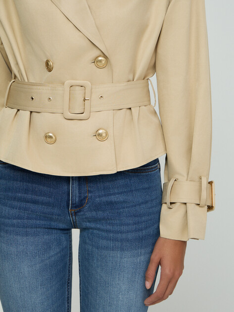 Женская куртка GUESS FATOU CROP TRENCH JKT, Артикул W6GL21W1954, бежевый | 5216169. Ракурс 4
