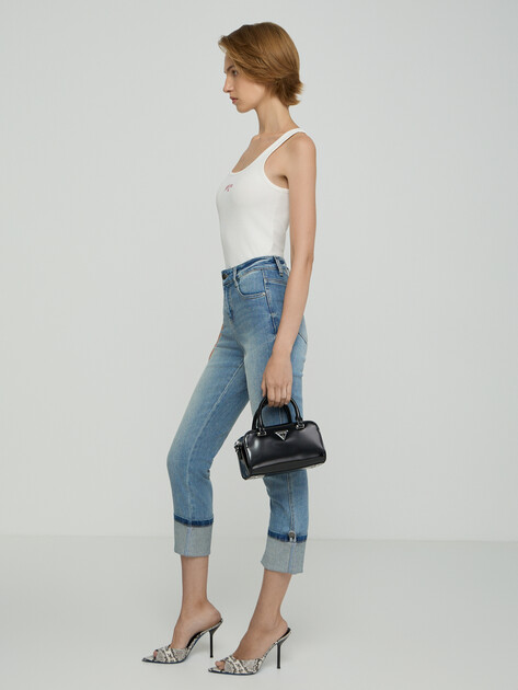 Женская майка GUESS JEANS GJ RIB EMBRO TANK TOP, Артикул W6GPZ2KA0H1, белый | 5216592. Ракурс 2