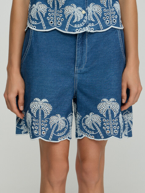 Женские шорты GUESS PILAR SHORT, Артикул W6GD08D0686, синий | 5255937. Ракурс 5