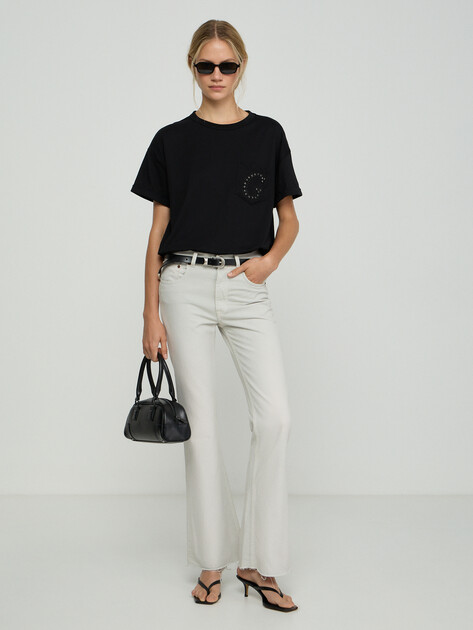 Женская футболка GUESS SS CN POCKET G LOGO TEE, Артикул W6GI17K3037, черный | 5255976. Ракурс 5