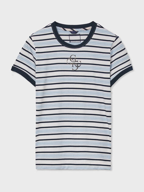 Женская футболка GUESS SS CN STRIPED MINI 4G LOGO TEE, Артикул W6GI18K3040, белый | 5255993. Ракурс 6 Женская футболка GUESS SS CN STRIPED MINI 4G LOGO TEE, Артикул W6GI18K3040, белый | 5255993. Ракурс 6